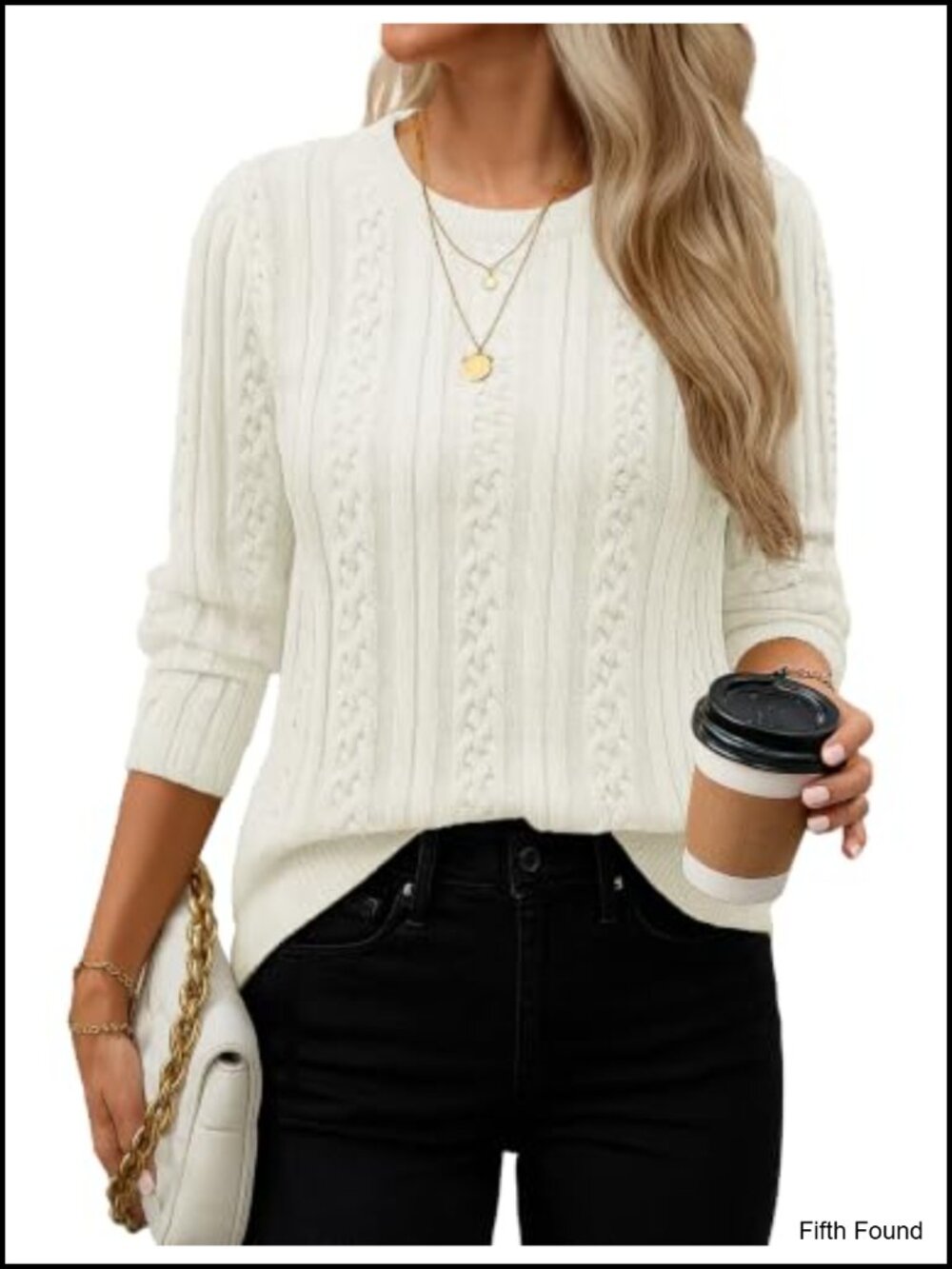 Cable Knit Sweater Long Sleeve Crewneck Pullover Warm Knit Top